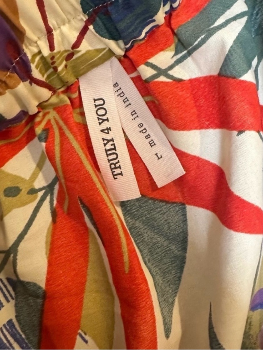 Resortwear Tropical Leaf Tiered Cotton Blend Maxi Skirt Multicolor Beach Sz L - Picture 5 of 6